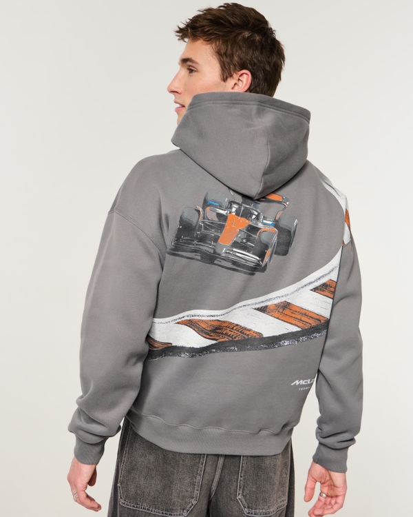 Boxy McLaren Graphic Hoodie, Dark Gray view 1