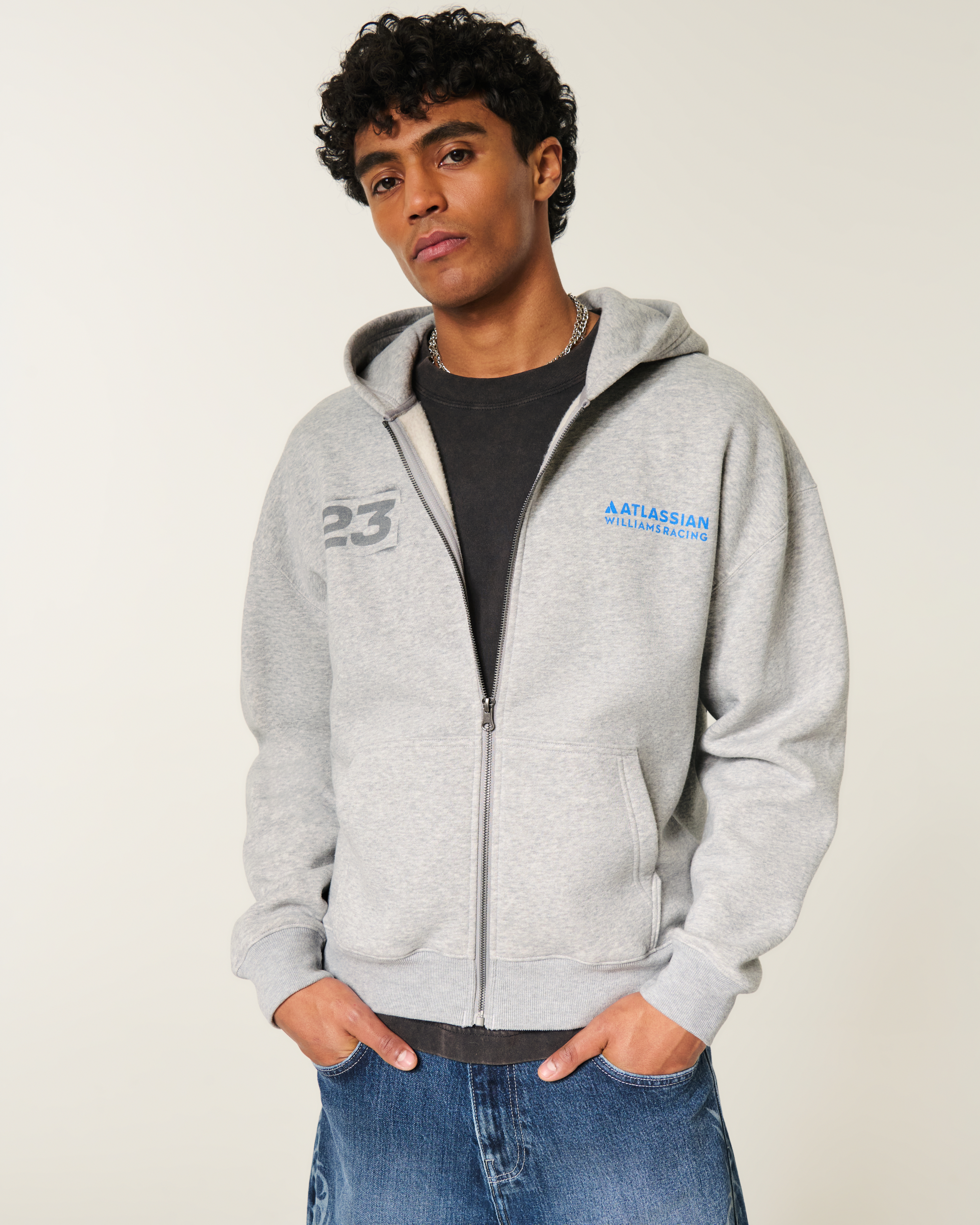 Boxy Zip-Up Atlassian Williams Racing Graphic Hoodie