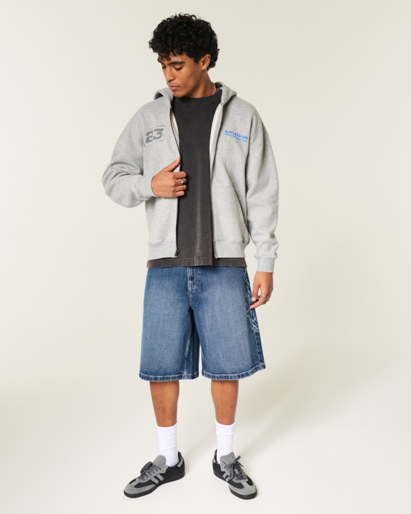 Boxy Zip-Up Atlassian Williams Racing Graphic Hoodie, Heather Gray view 2