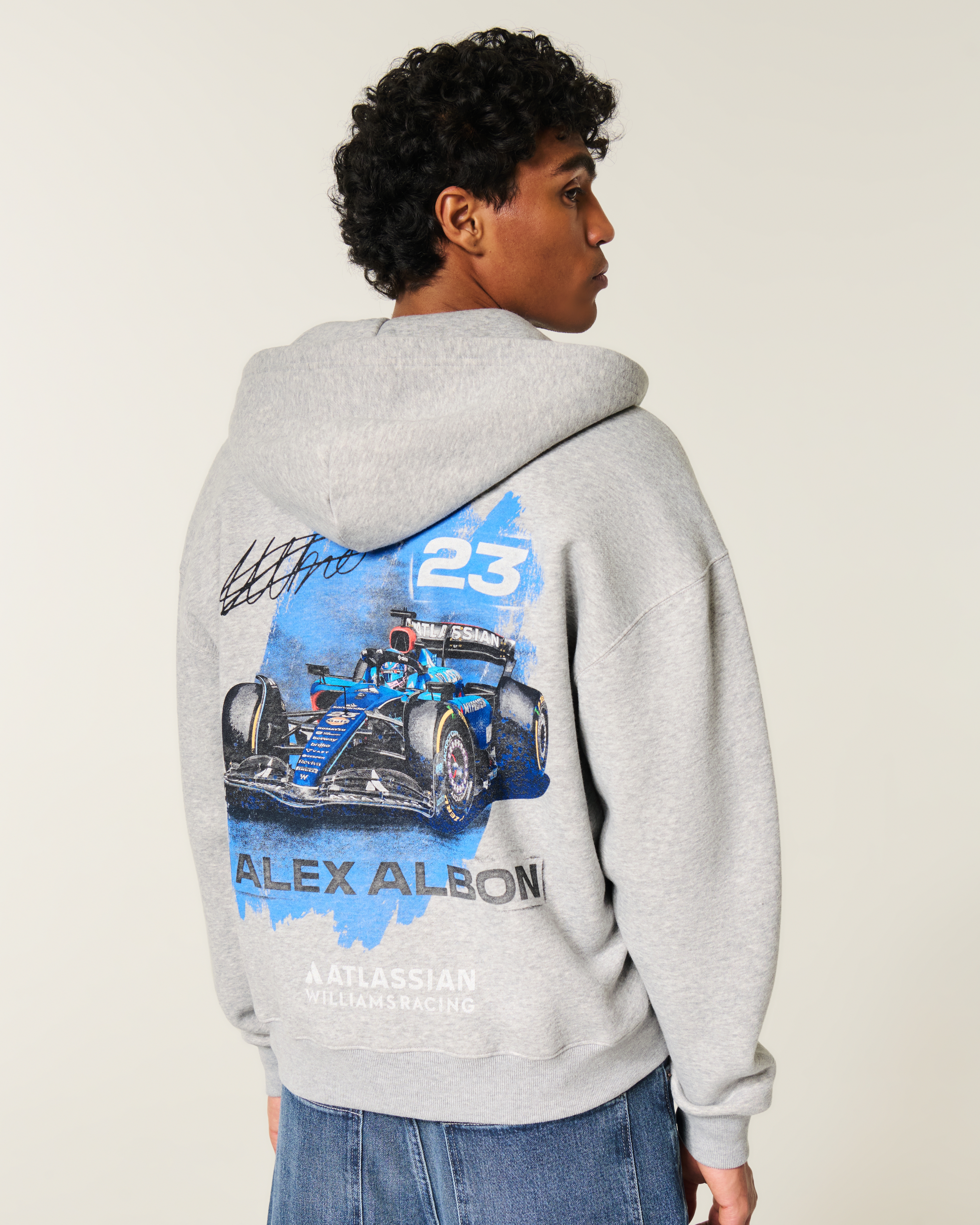 Hollister Boxy Zip-Up Atlassian Williams Racing Graphic Hoodie