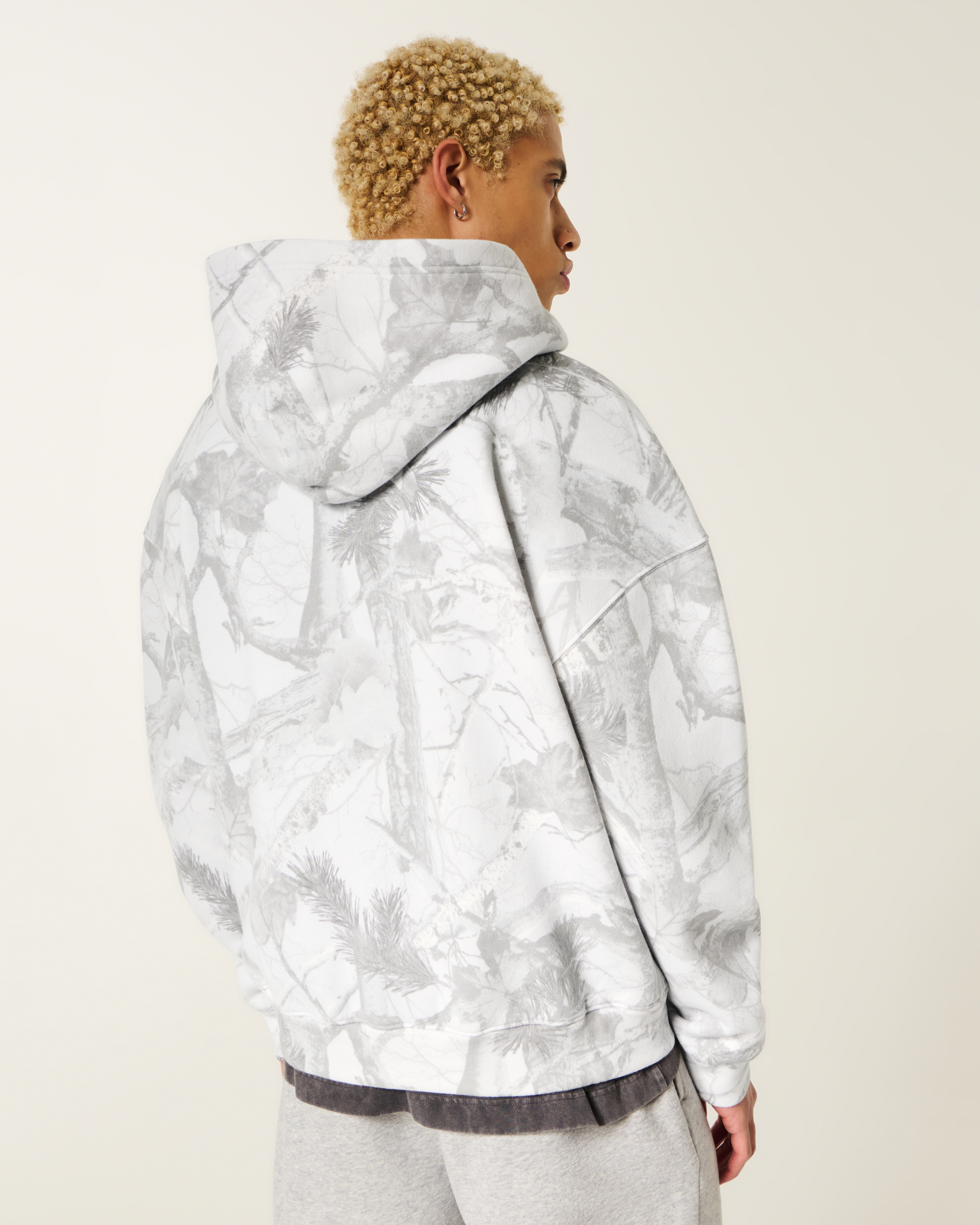 Hollister Feel Good Boxy Camo Zip-Up Hoodie