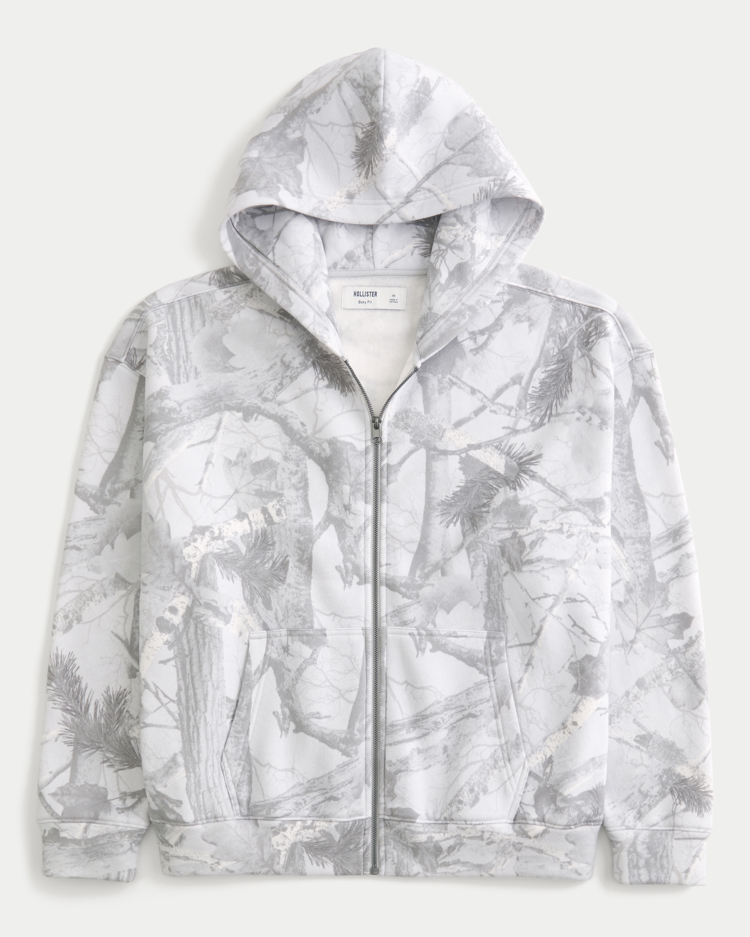 Hollister Feel Good Boxy Camo Zip-Up Hoodie
