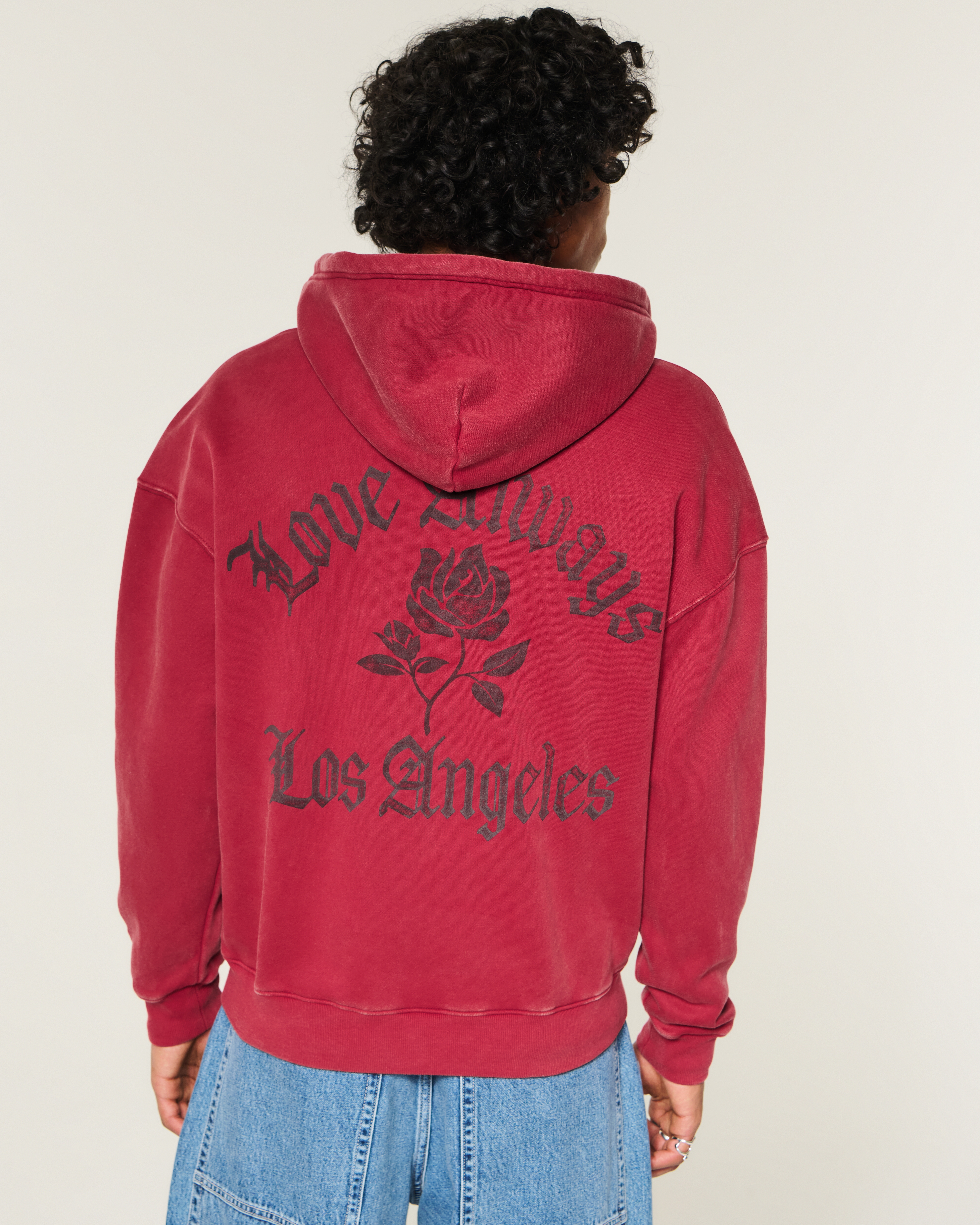 Hollister Feel Good Boxy Zip-Up Graphic Hoodie