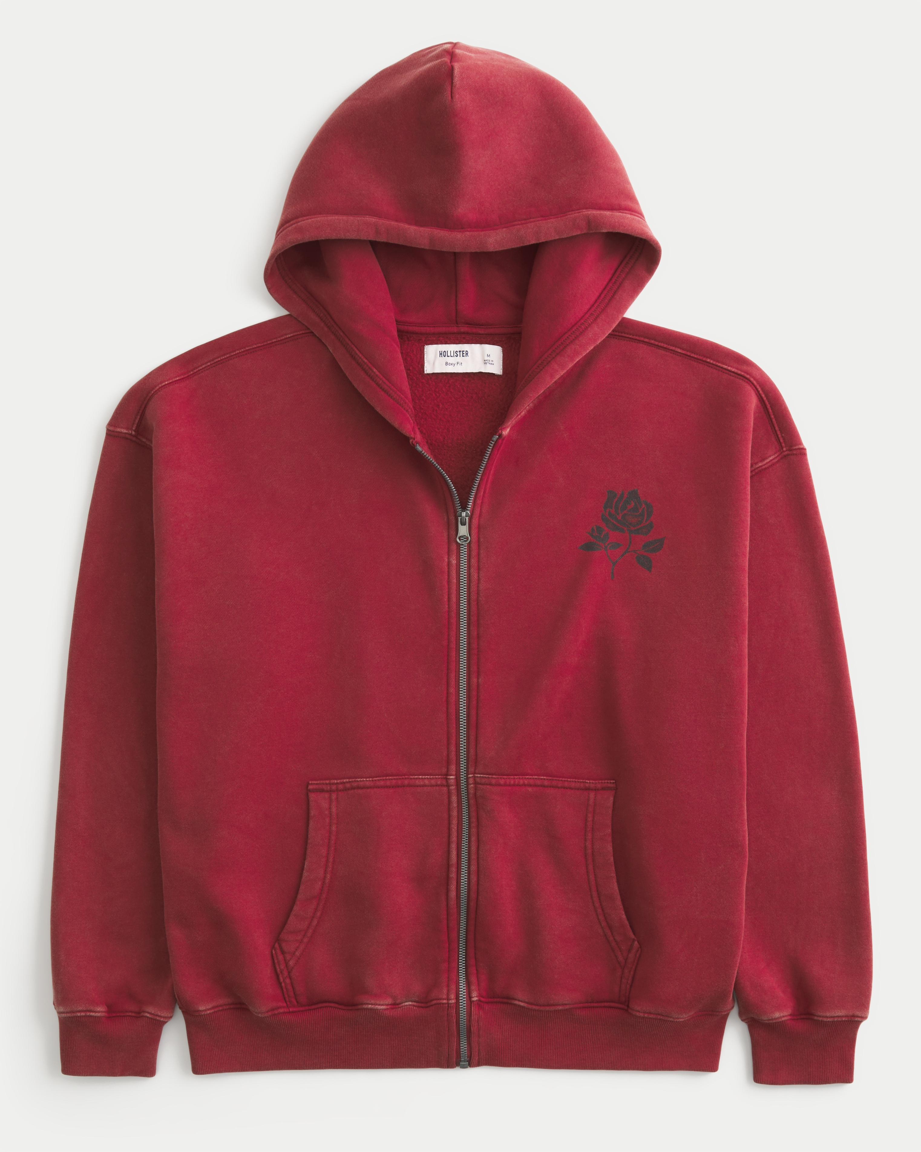 Hollister Feel Good Boxy Zip-Up Graphic Hoodie