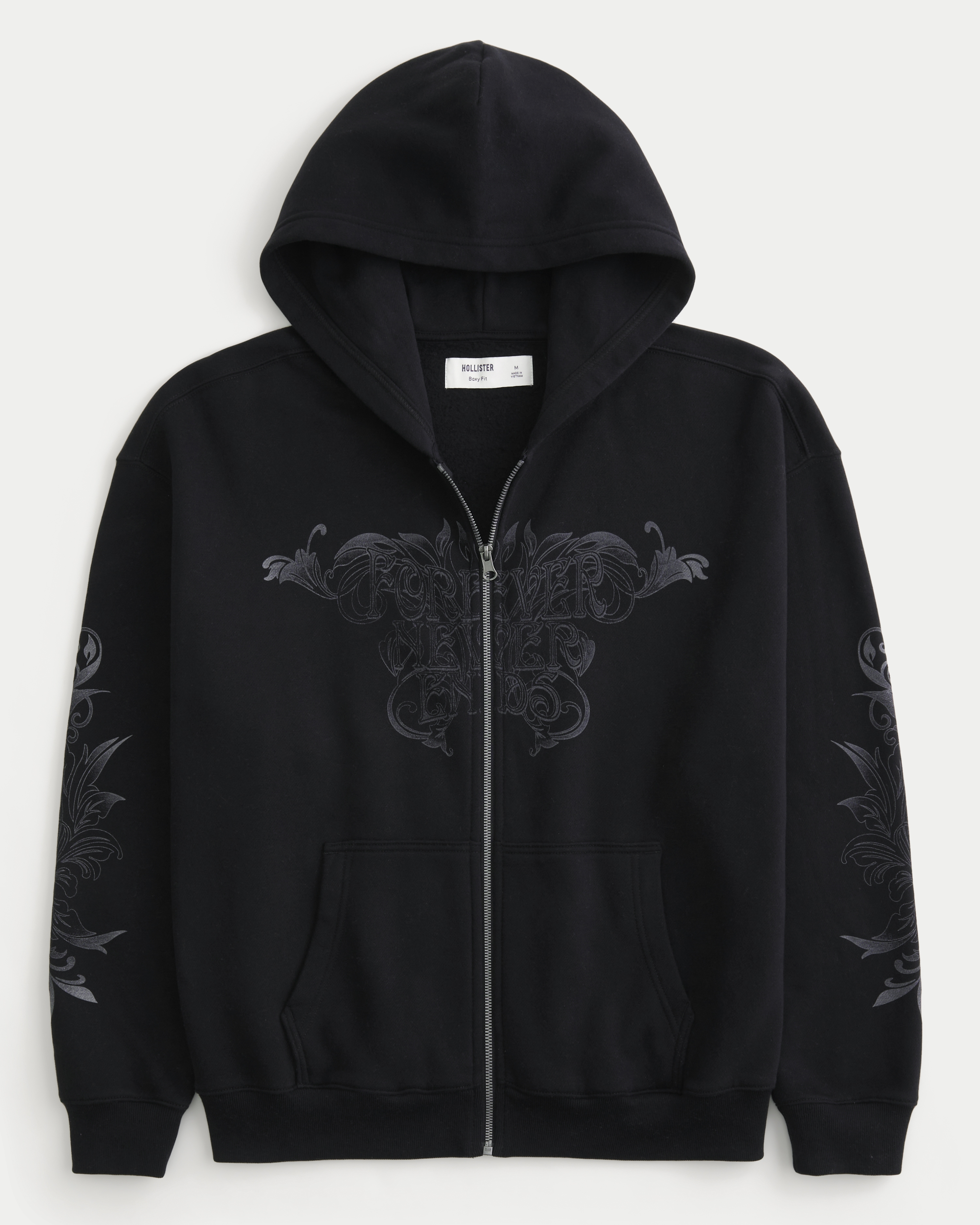 Hollister Feel Good Boxy Zip-Up Graphic Hoodie