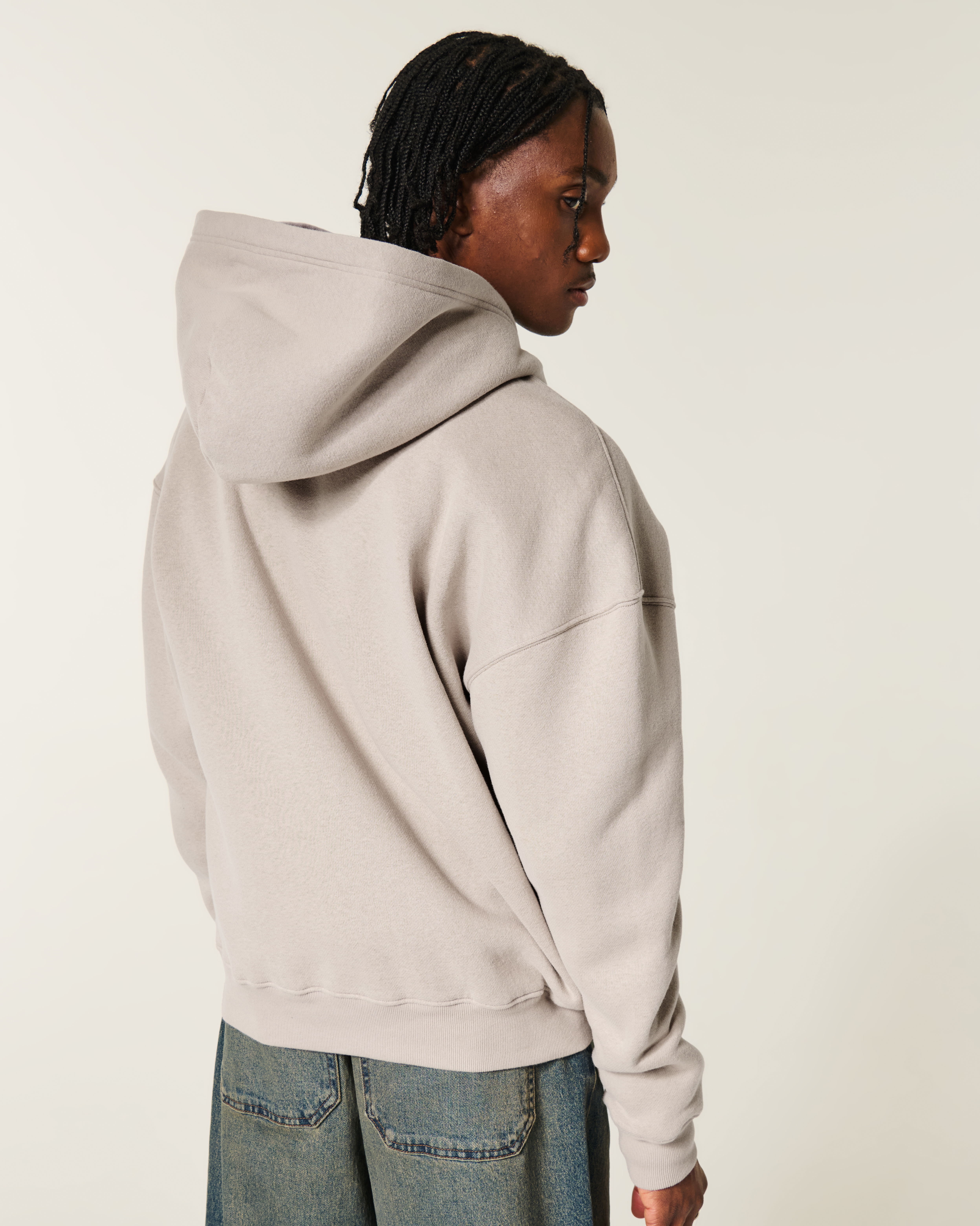 Hollister Feel Good Boxy Graphic Zip-Up Hoodie
