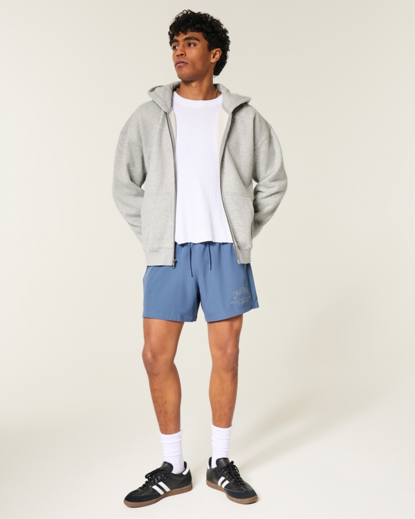 Boxy Zip-Up Hoodie, Heather Gray view 2