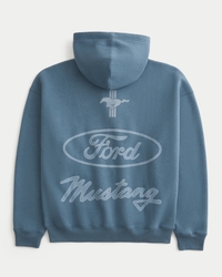 Boxy Zip-Up Ford Mustang Graphic Hoodie