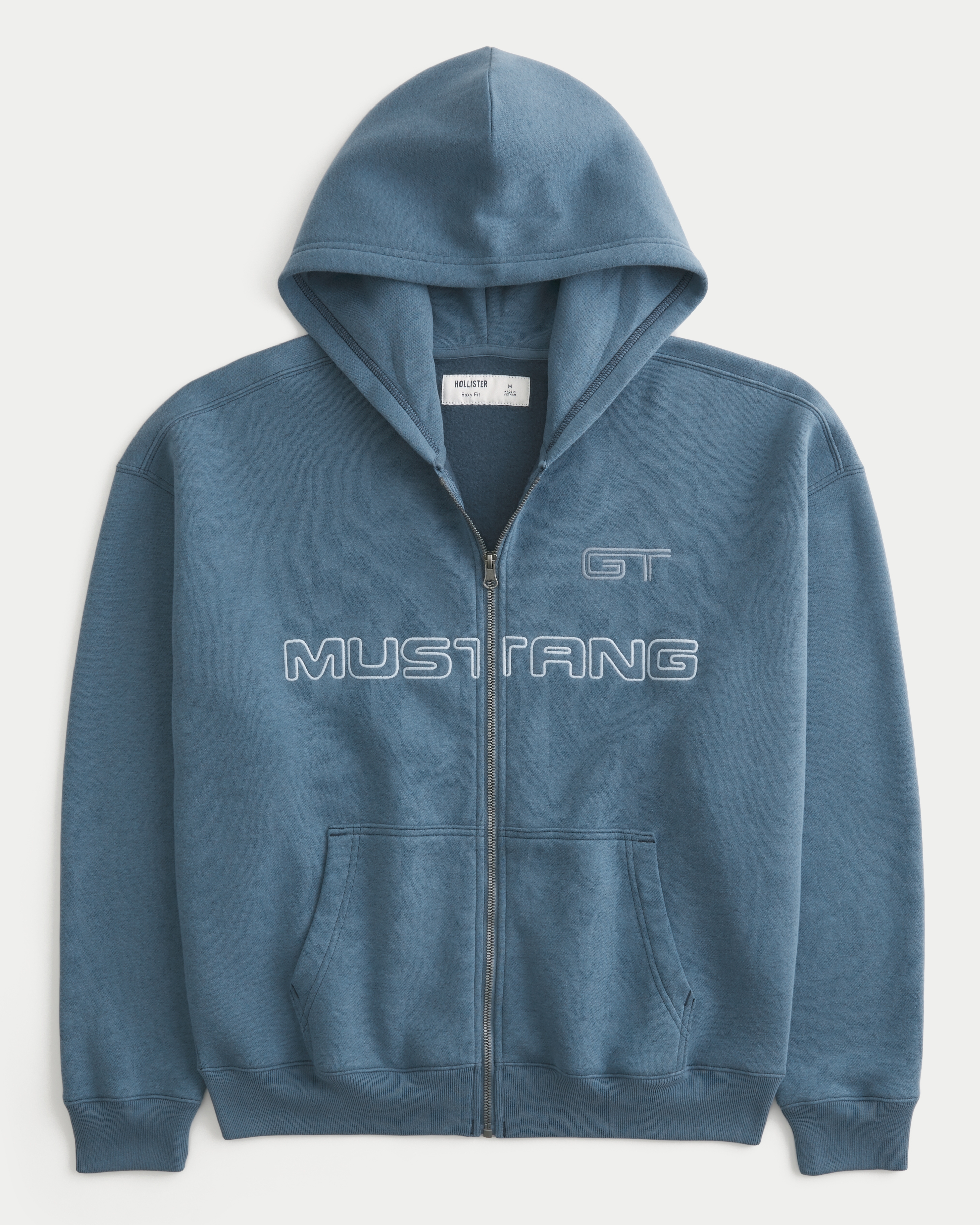 Boxy Zip-Up Ford Mustang Graphic Hoodie