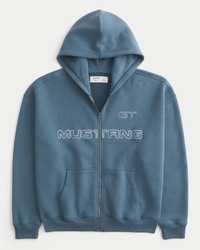 Boxy Zip-Up Ford Mustang Graphic Hoodie