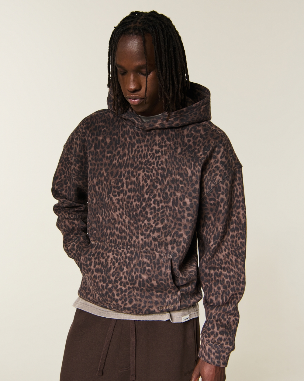 Boxy Leopard Print Hoodie