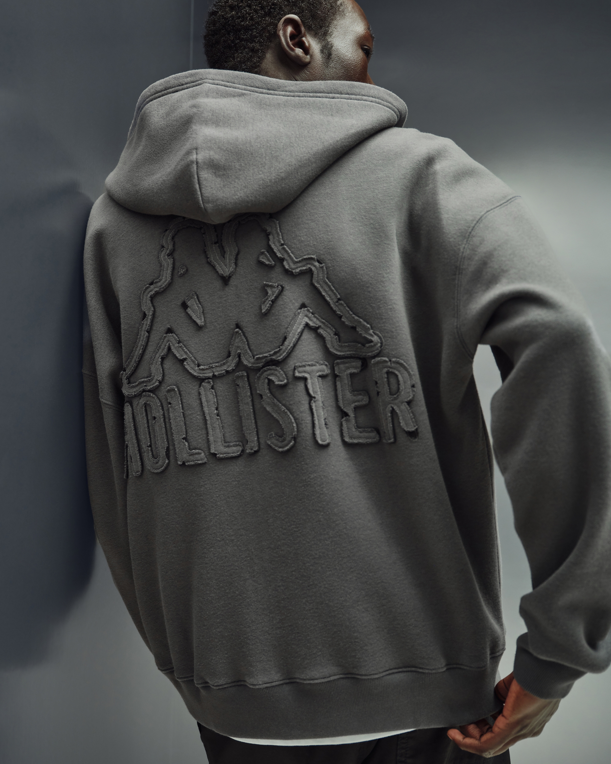 Hollister + Kappa Boxy Zip-Up Logo Graphic Hoodie