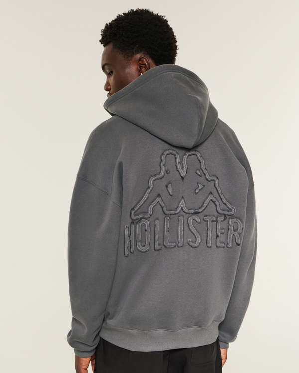 Men's Hollister + Kappa Boxy Zip-Up Logo Graphic Hoodie | Men's