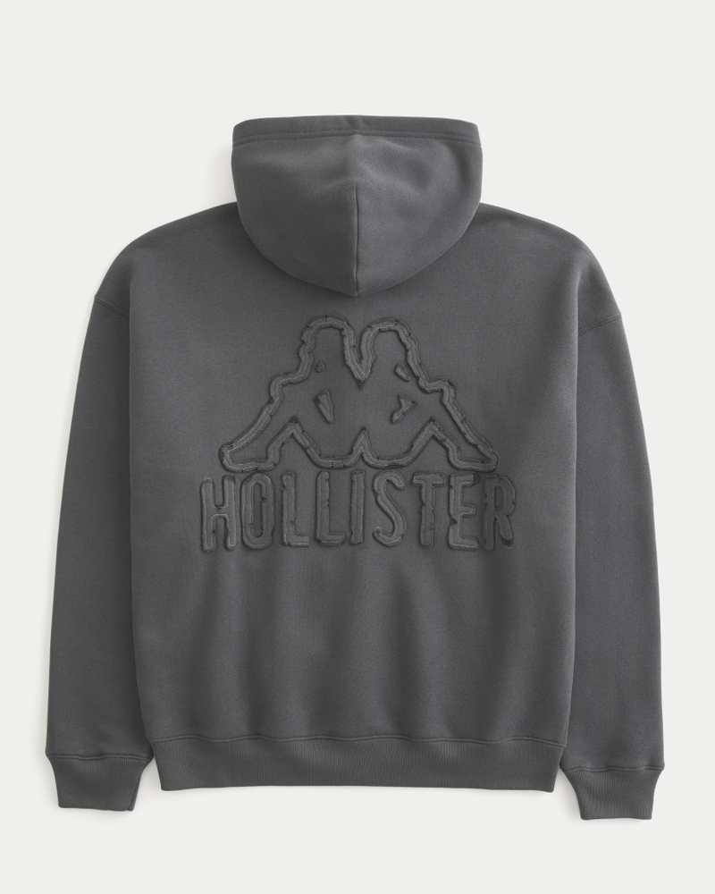 Men's Hollister + Kappa Boxy Zip-Up Logo Graphic Hoodie | Men's