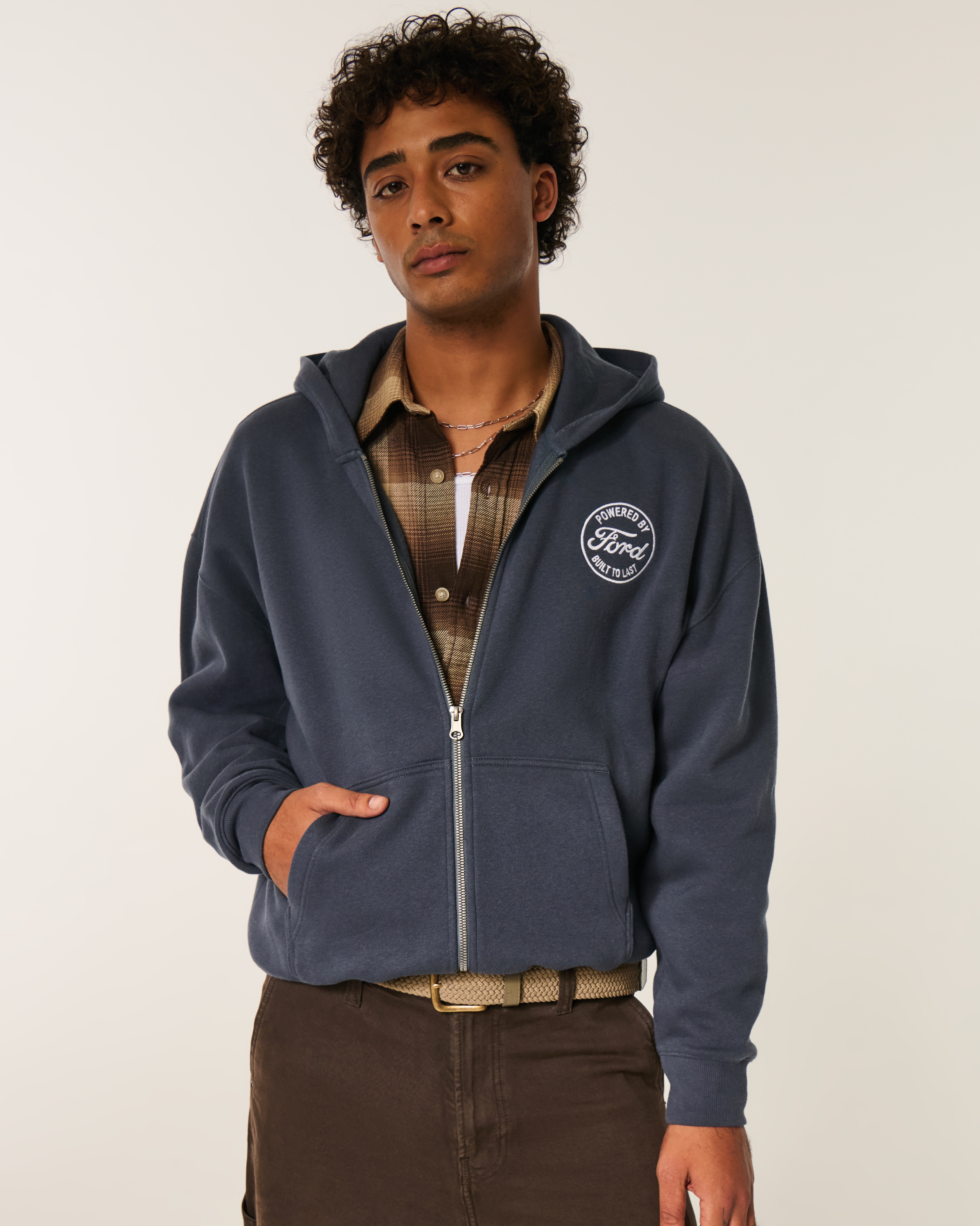 Boxy Zip-Up Ford Graphic Hoodie