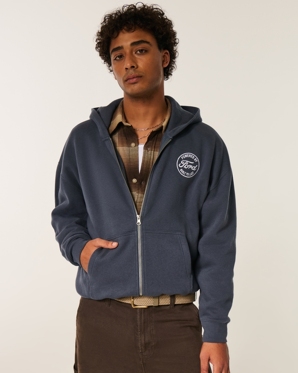 Men's Boxy Zip-Up Ford Graphic Hoodie | Men's Graphics Shop