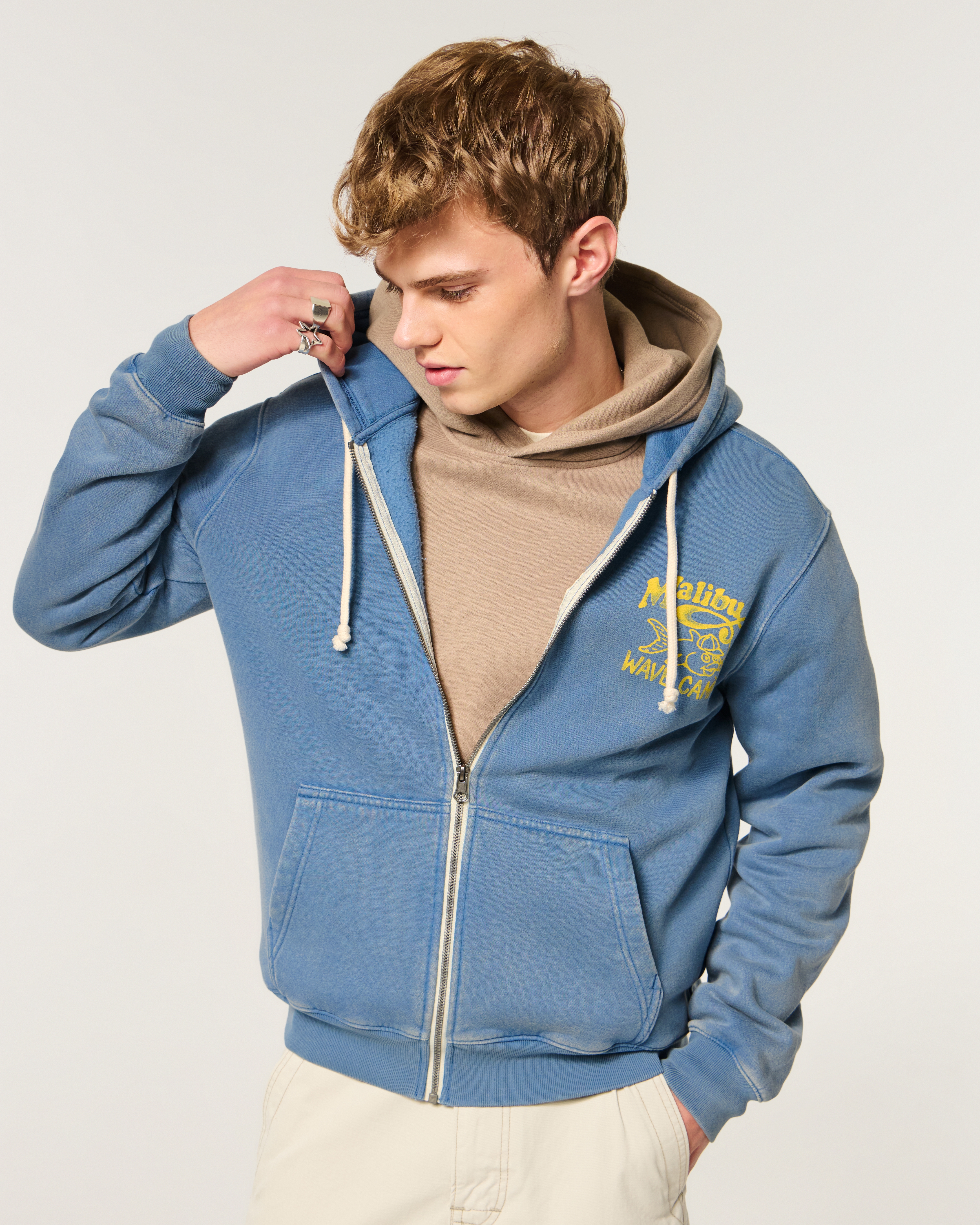 Zip-Up Malibu Wave Camp Hoodie