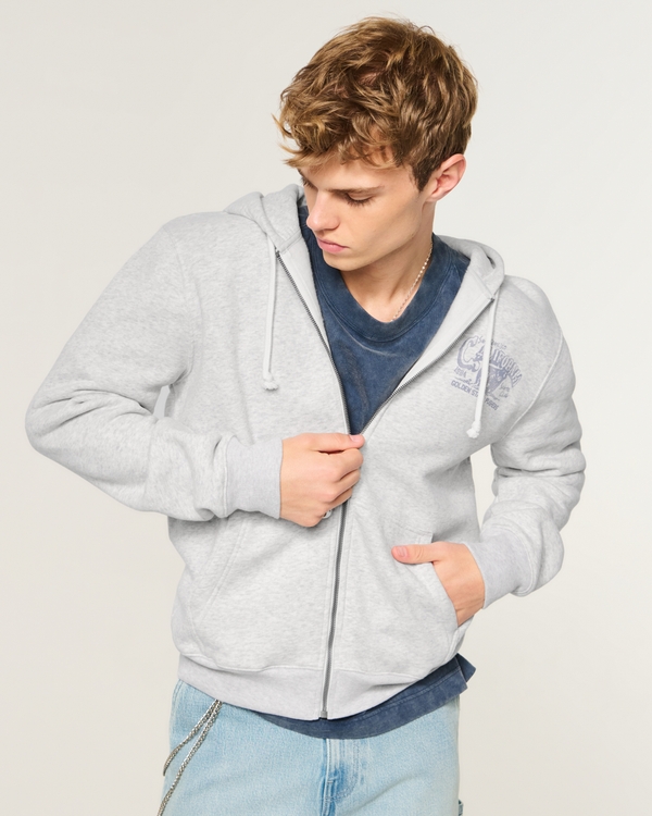Zip-Up San Francisco Graphic Hoodie, Light Heather Gray view 1
