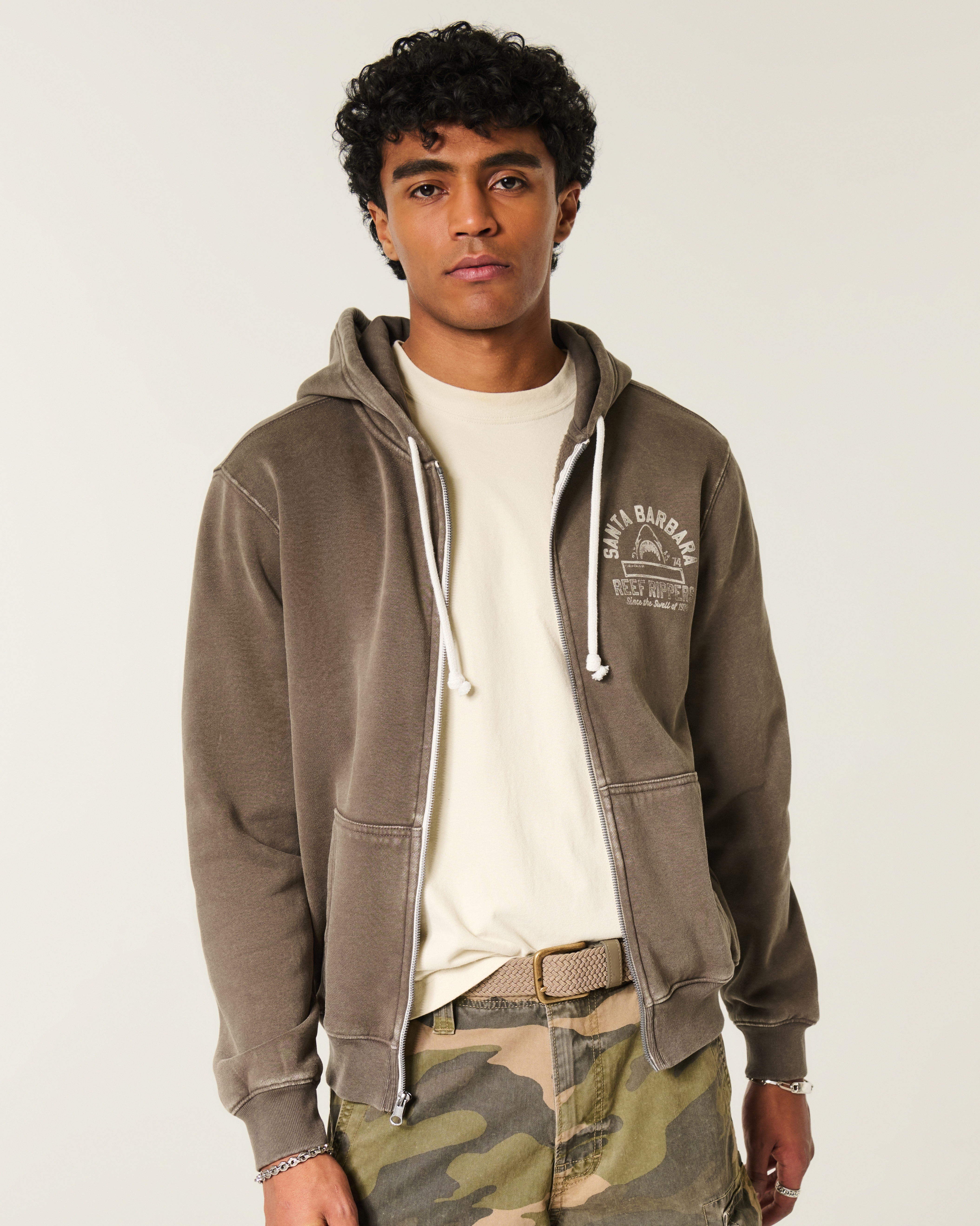 Zip-Up Santa Barbara Graphic Hoodie