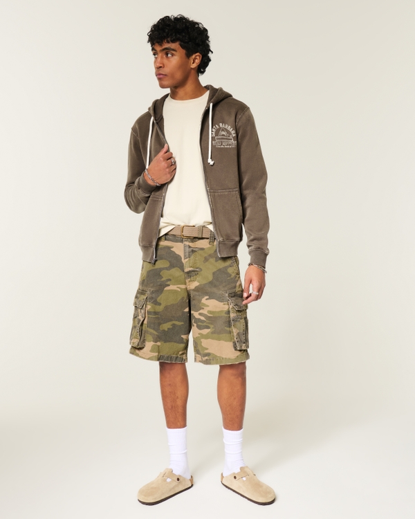 Zip-Up Santa Barbara Graphic Hoodie, Washed Brown view 2