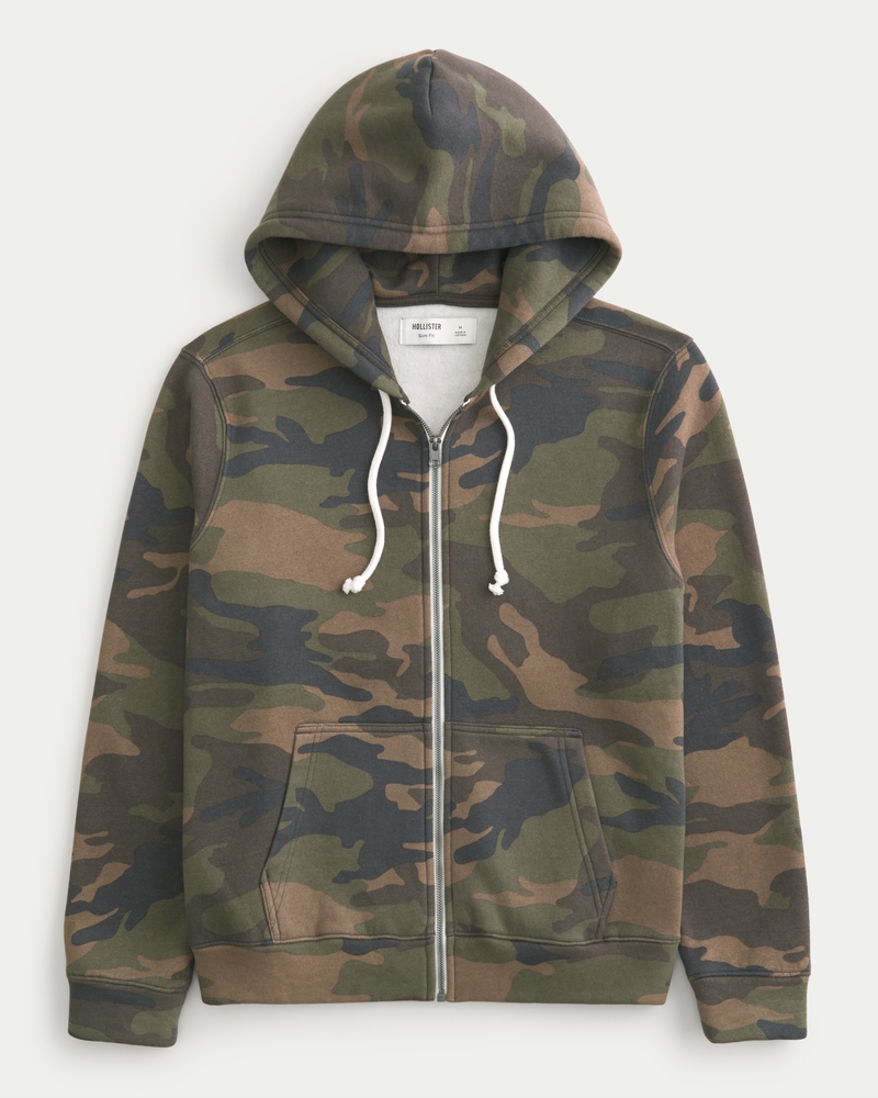 Men's Hollister Feel Good Camo Zip-Up Hoodie | Men's Tops