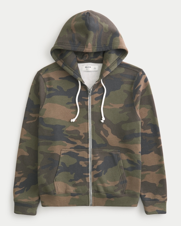 Men's Hollister Feel Good Camo Zip-Up Hoodie | Men's Tops
