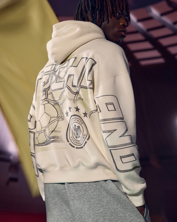 Hoodie mit Grafik der deutschen Fußballnationalmannschaft, Creme view 1