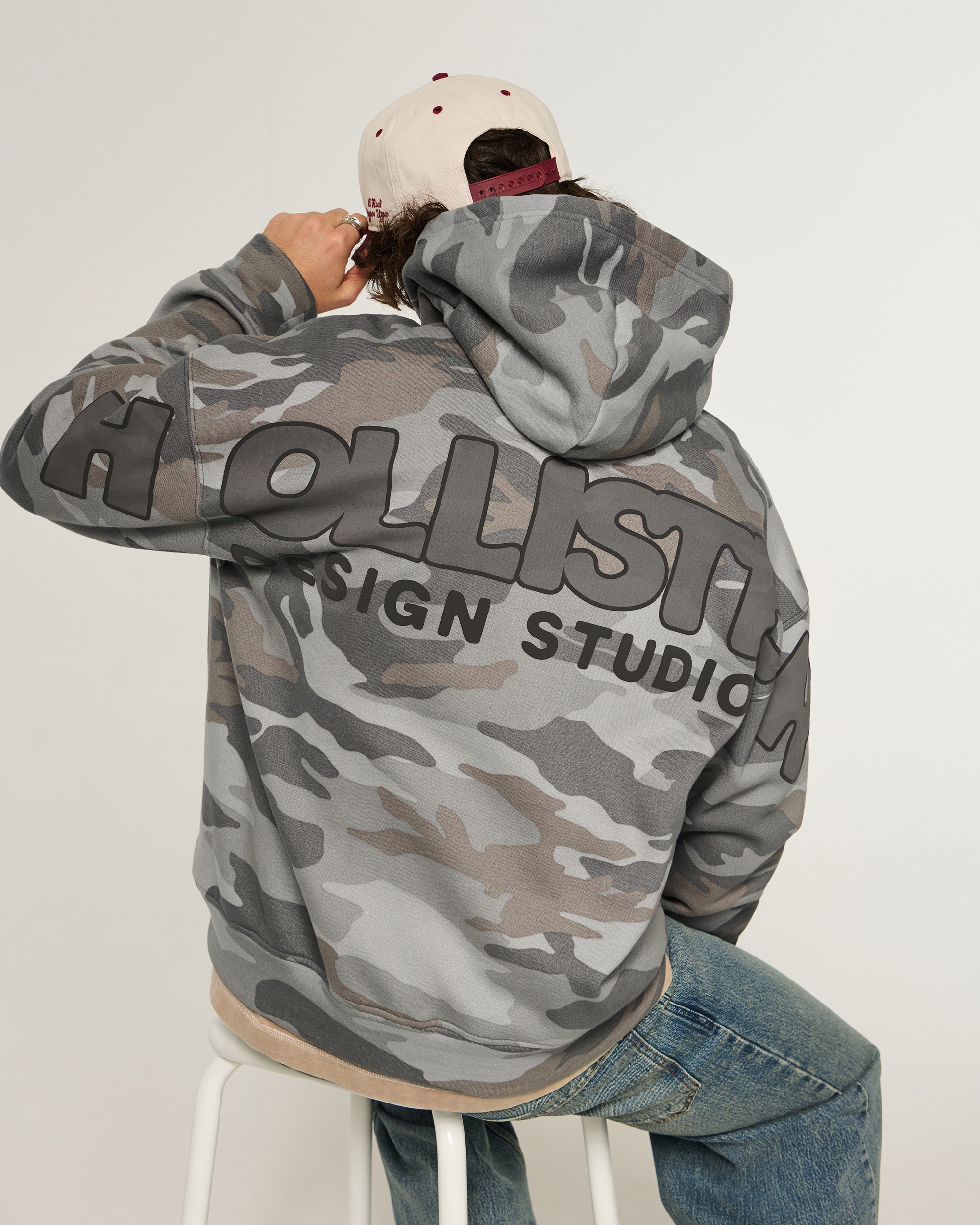 Boxy Camo Logo Graphic Hoodie