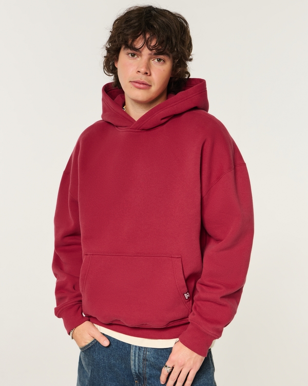 Boxy Logo Graphic Hoodie, Dark Red view 2