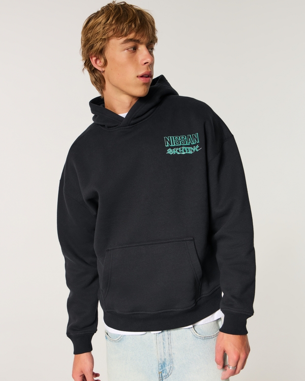 Boxy Nissan Skyline Graphic Hoodie, Black view 2