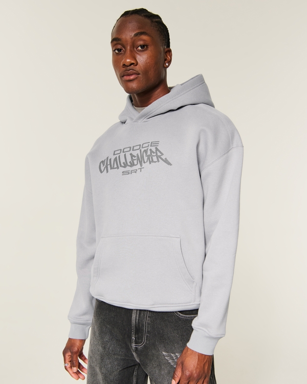 Boxy Dodge Challenger Graphic Hoodie, Gray view 2