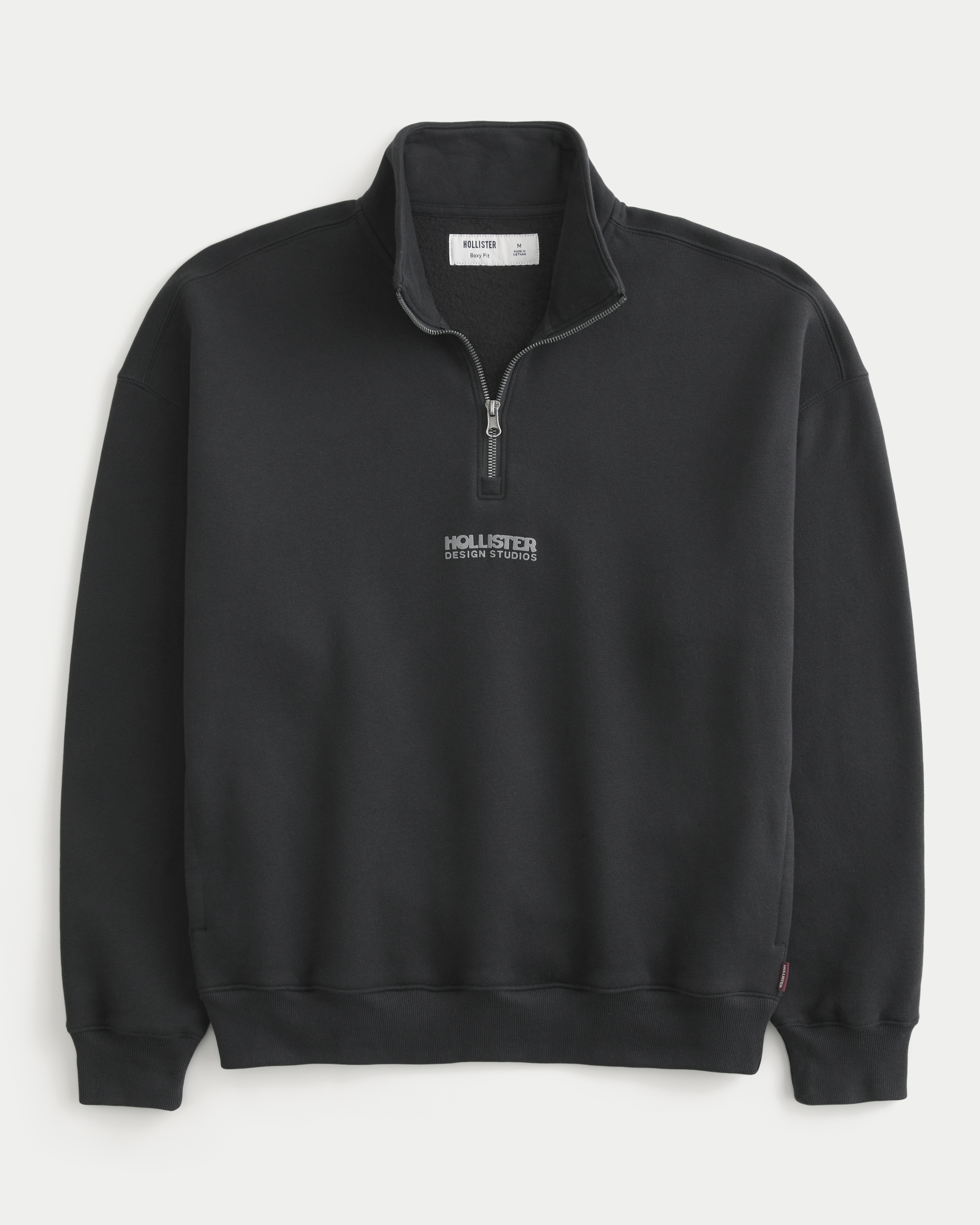 Boxy Quarter-Zip Logo Graphic Sweatshirt