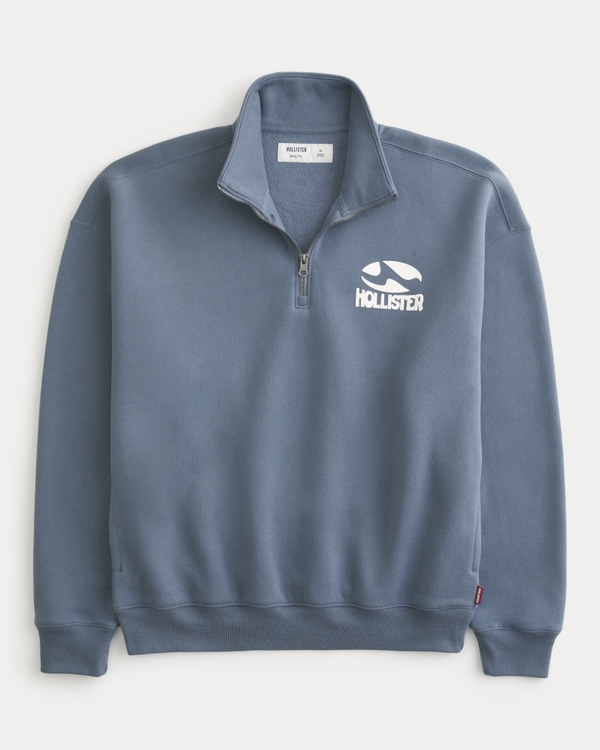 Men's Boxy Quarter-Zip Logo Graphic Sweatshirt | Men's Tops