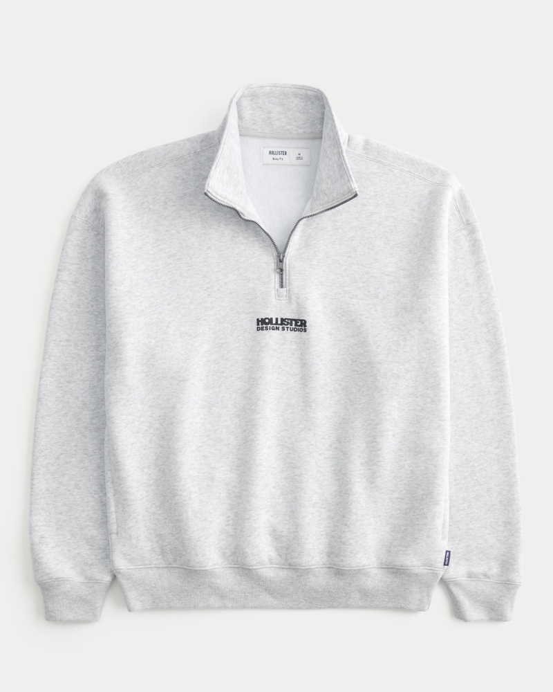 Men's Boxy Quarter-Zip Logo Graphic Sweatshirt | Men's Tops