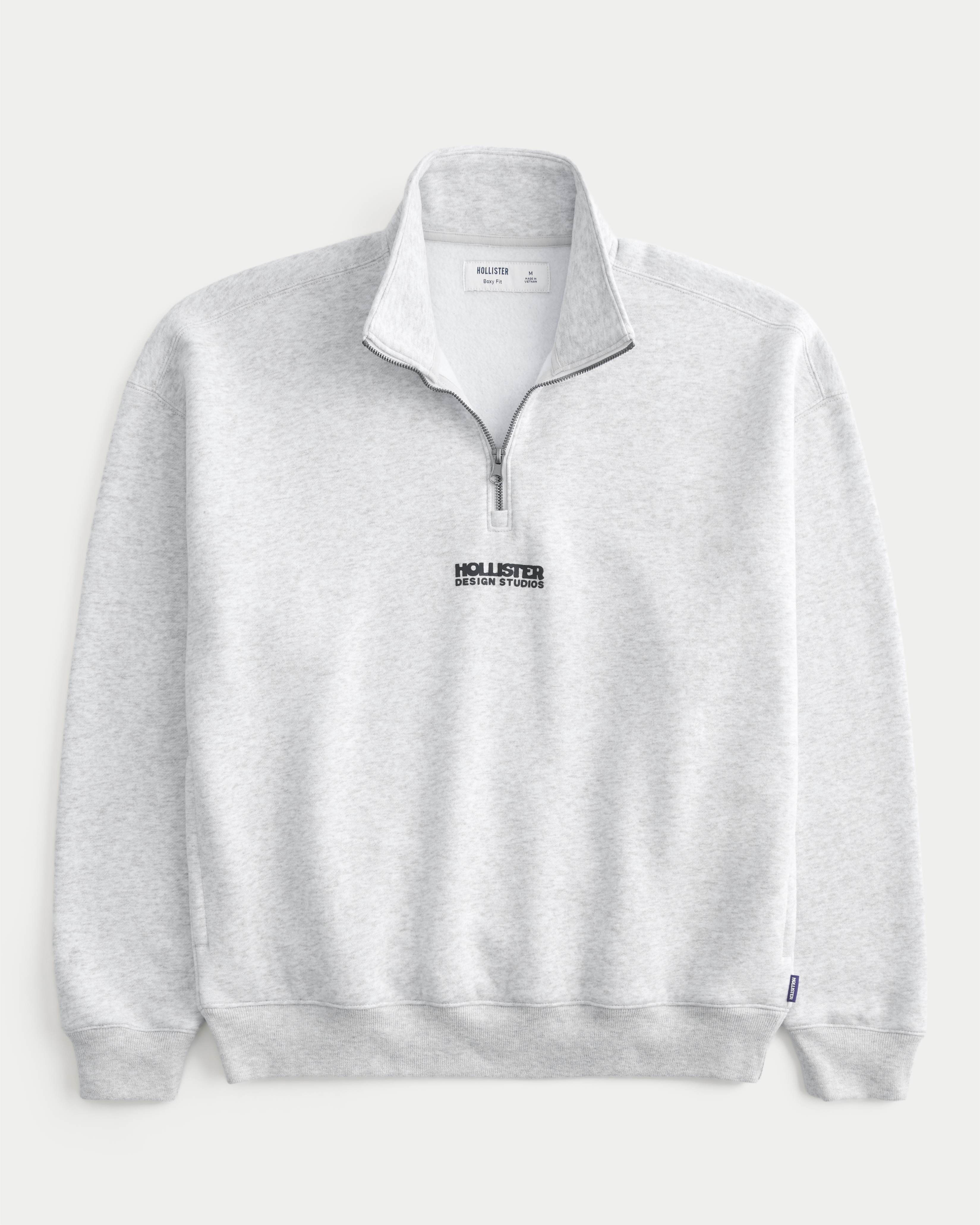 Boxy Quarter-Zip Logo Graphic Sweatshirt