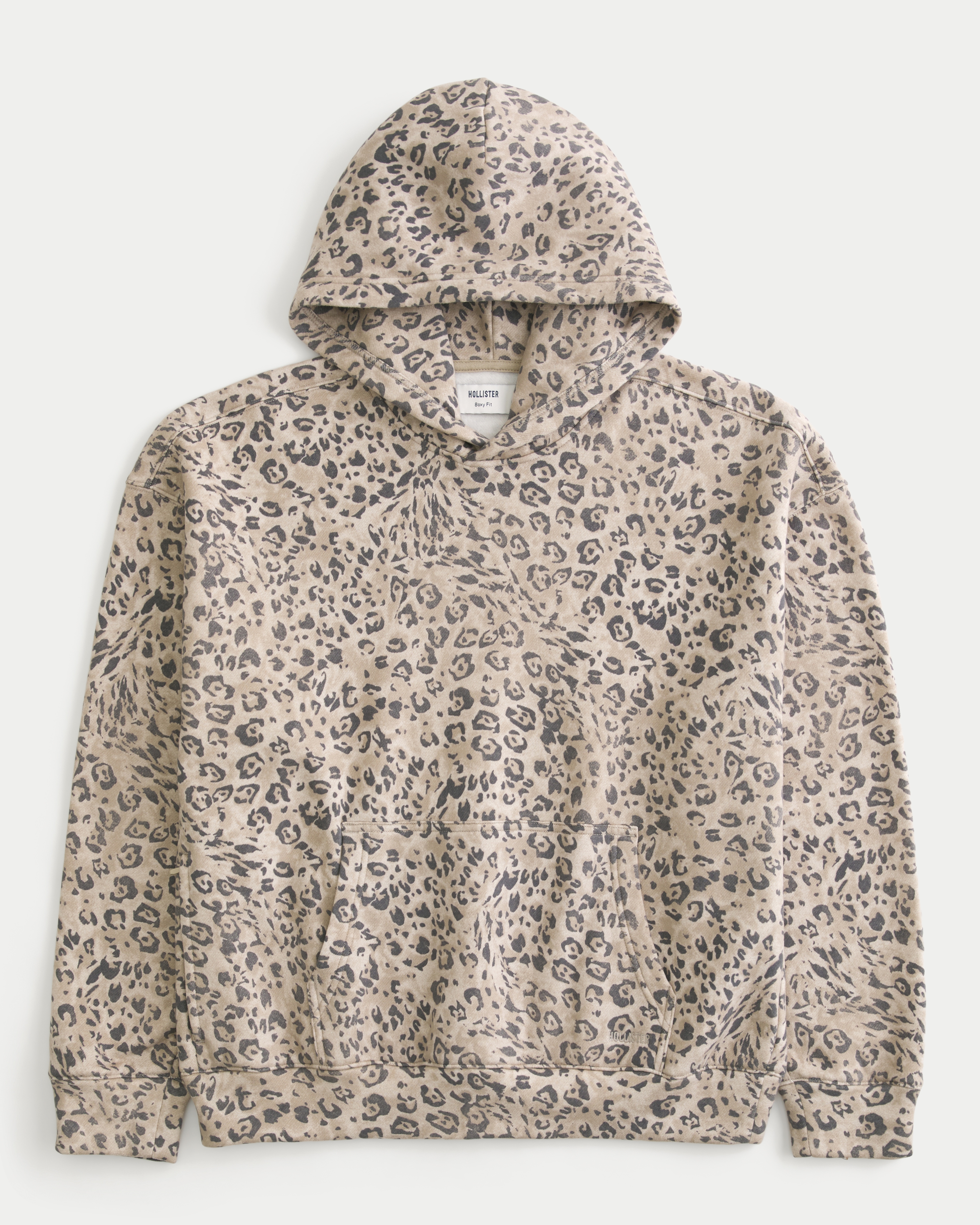 Boxy Leopard Print Hoodie