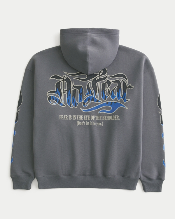 Men's Boxy Zip-Up No Fear Graphic Hoodie | Men's Tops | HollisterCo.ca