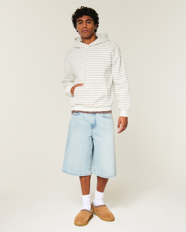 Boxy Striped Crew Sweater, White Stripe view 2