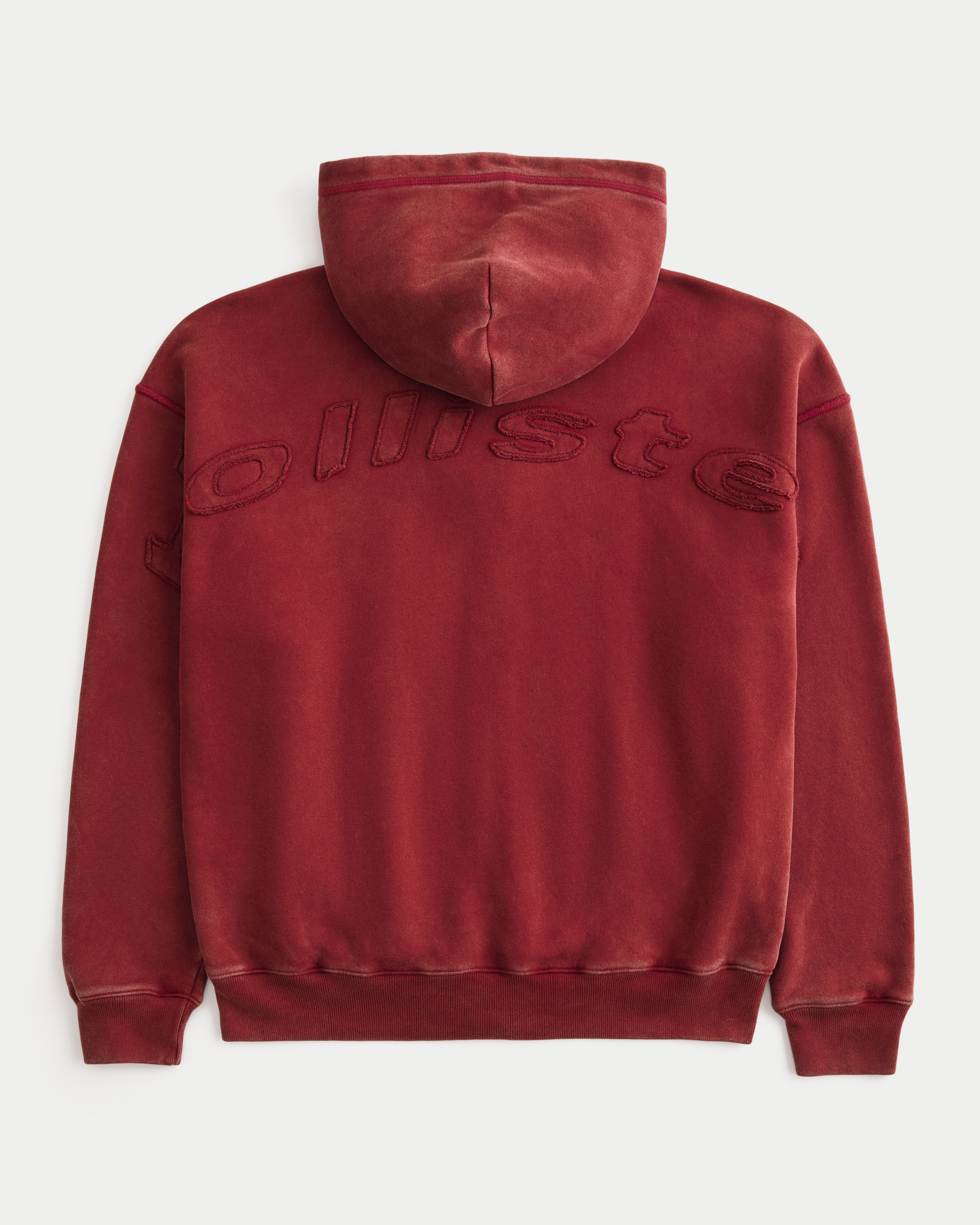 Boxy Washed Zip-Up Logo Graphic Hoodie