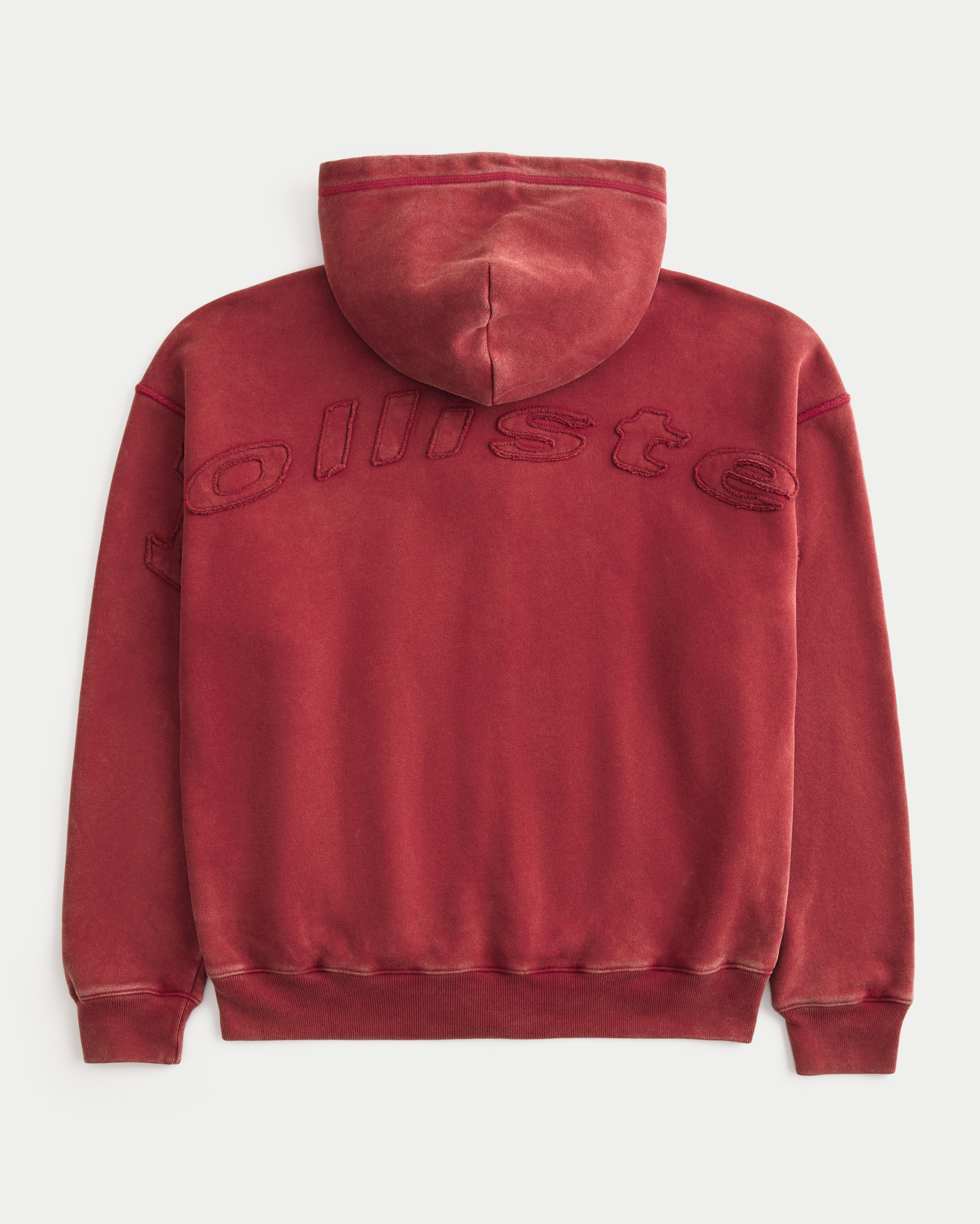 Boxy Washed Zip-Up Logo Graphic Hoodie