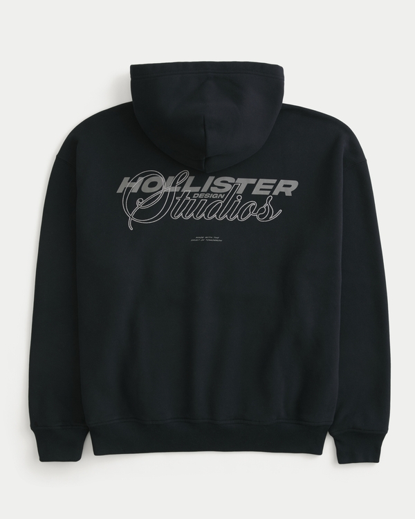 Boxy Logo Graphic Hoodie, Black view 1
