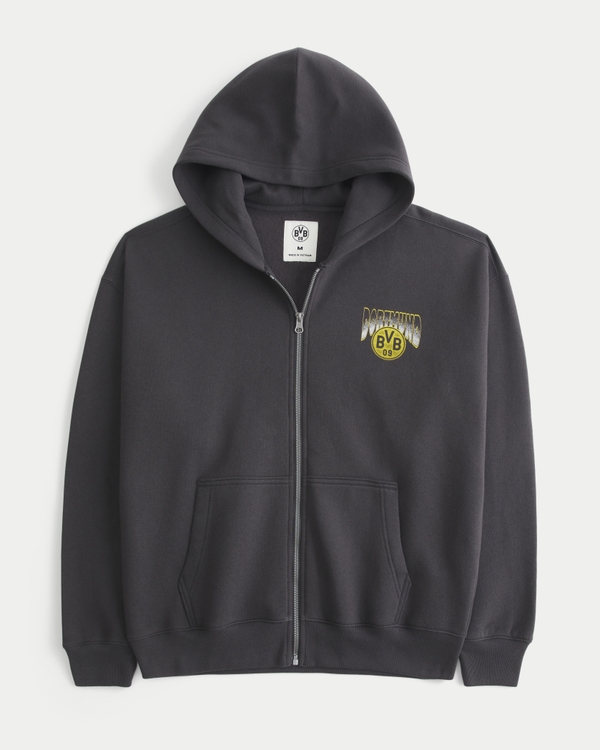 トップス 9090 blackyellow Logo Zip Hoodie Men's Zip-Up Borussia Dortmund Graphic Hoodie | Men's Tops