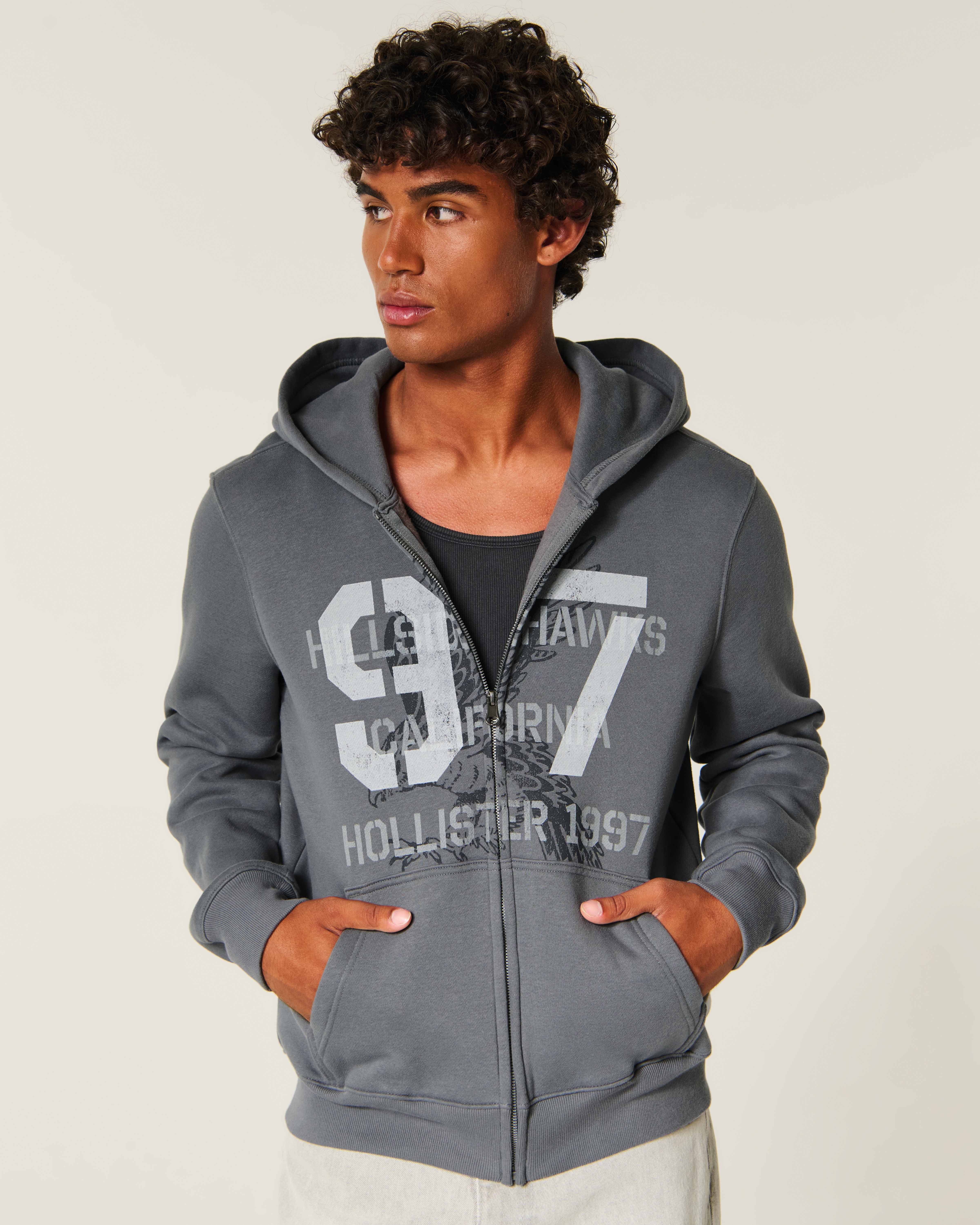Zip-Up Logo Graphic Hoodie