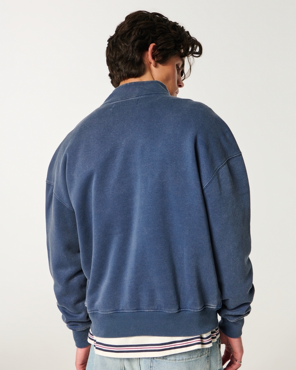 Boxy Quarter-Zip Logo Sweatshirt, Navy view 2