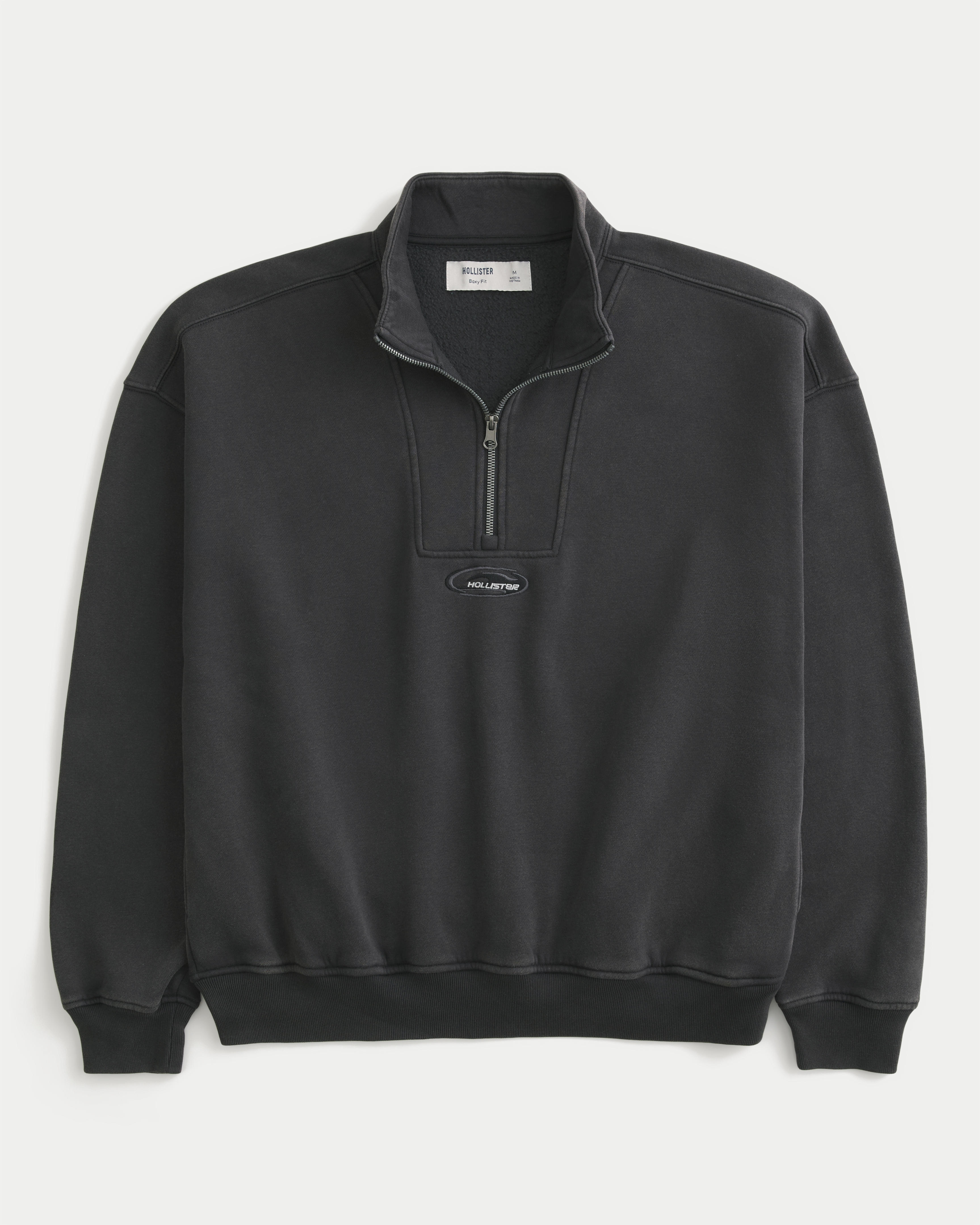 Boxy Quarter-Zip Logo Sweatshirt