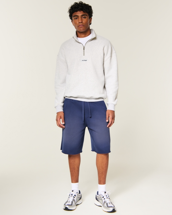 Boxy Quarter-Zip Logo Sweatshirt, Light Heather Gray view 2