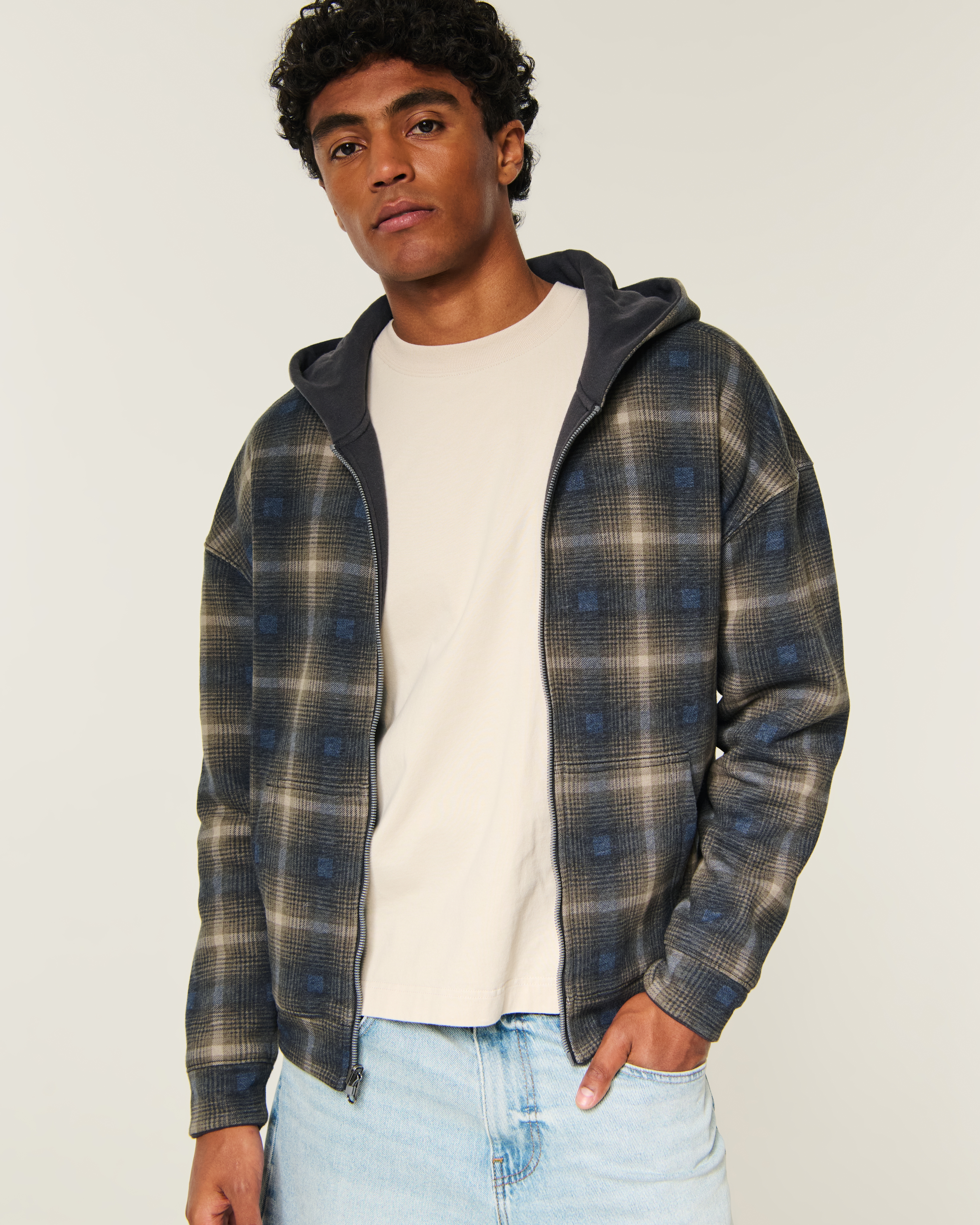 Boxy Reversible Zip-Up Hoodie