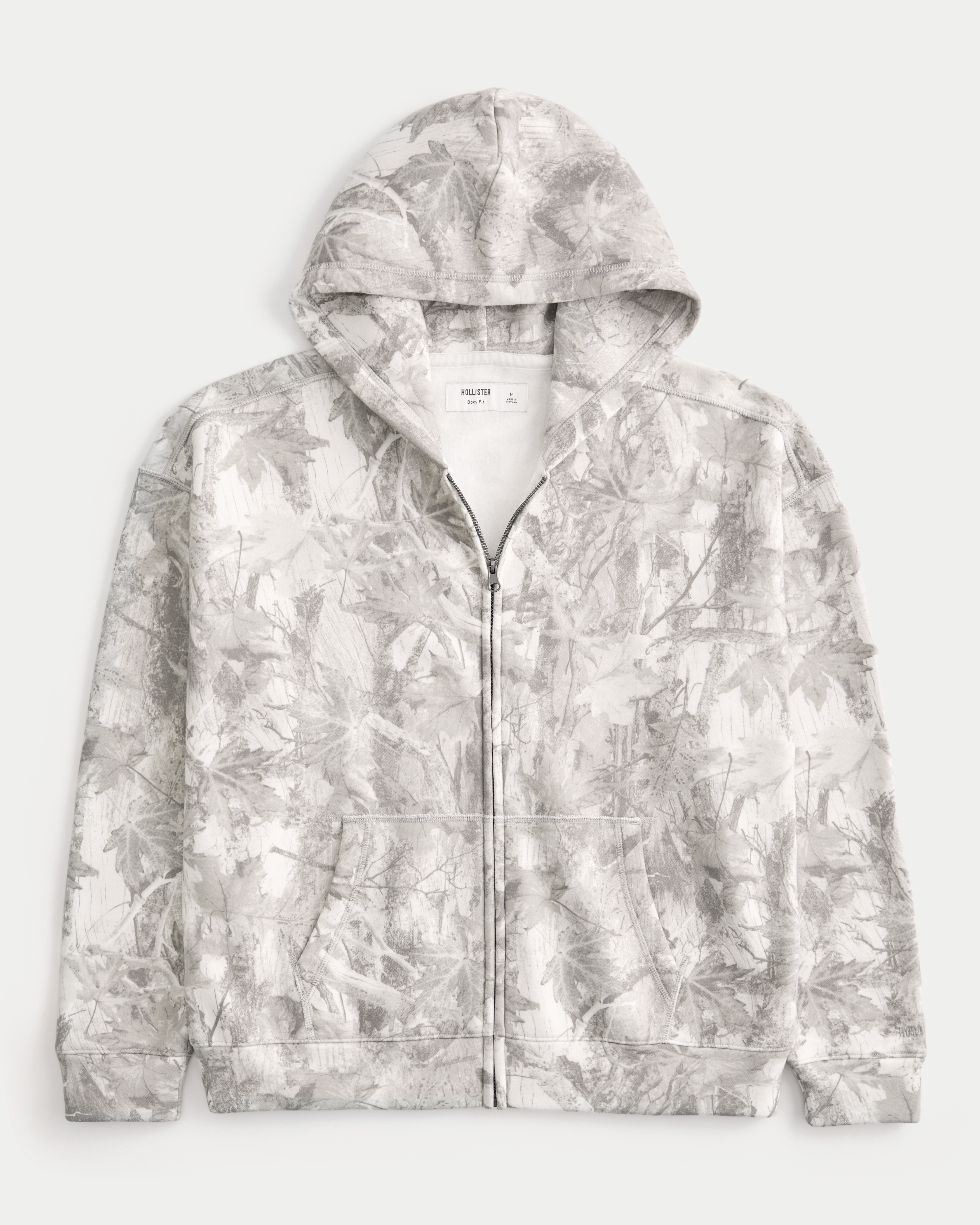 Boxy Camo Zip-Up Hoodie