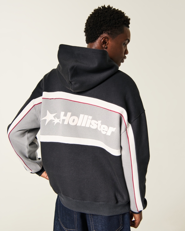 Boxy Logo Graphic Hoodie, Charcoal view 1