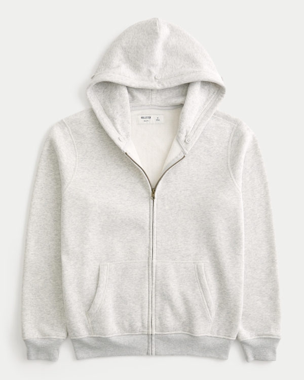 Hollister フード付きパーカー M グレー Men's Hollister Feel Good Faux Fur Trim Zip-Up Hoodie | Men's Tops